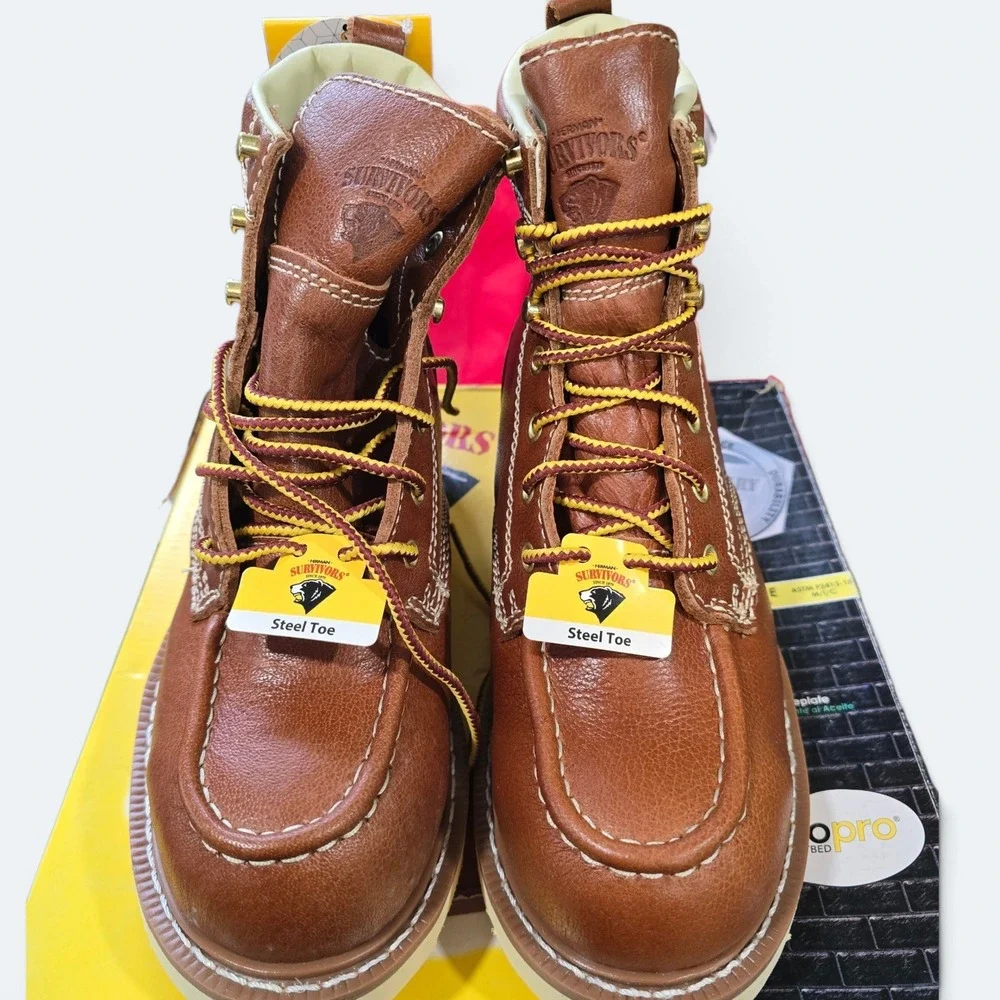 Herman Survivors Oakridge Steel Toe Work Boots Brown Leather Mens 7.5